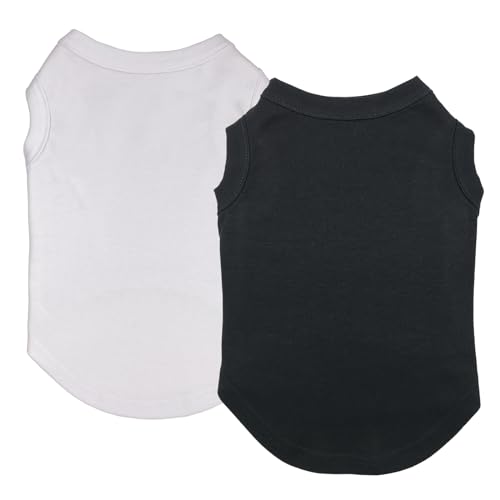 Izefia 2-Teilige Hundehemden Kleidung 2pcs T-Shirt für Kleinen Hund Atmungsaktive Leere Hemden Kühle Sommer Baumwolle Tank Top Weste für Kleine Hund Welpen Mittlere Katze von Izefia