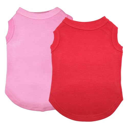 Izefia 2-Teilige Hundehemden Kleidung 2pcs T-Shirt für Kleinen Hund Atmungsaktive Leere Hemden Kühle Sommer Baumwolle Tank Top Weste für Kleine Hund Welpen Mittlere Katze von Izefia