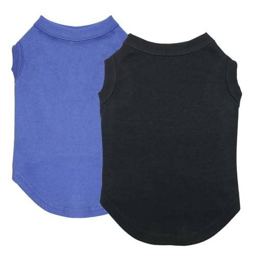 Izefia 2-Teilige Hundehemden Kleidung 2pcs T-Shirt für Kleinen Hund Atmungsaktive Leere Hemden Kühle Sommer Baumwolle Tank Top Weste für Kleine Hund Welpen Mittlere Katze von Izefia