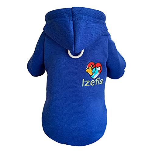 Izefia Hund Hoodie Hund Hoodies Kleidung Fleece Hund Pullover Winter Sweatshirt Warme Baumwollschleife Basic Hund Hoodie für Kleine Hund Welpen Katze Blau M von Izefia