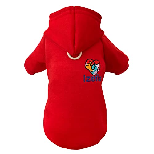 Izefia Hund Hoodie Hund Hoodies Kleidung Fleece Hund Pullover Winter Sweatshirt Warme Baumwollschleife Basic Hund Hoodie für Kleine Hund Welpen Katze Rot M von Izefia