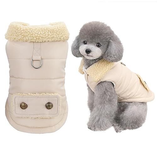 Izefia Hundemantel Kaltwettermantel Winddichte Jacke Fleece Warme Hundepullover Winter Dicke Kleidung Dicke Weste Pelzkragen Nordic Stil Hundemantel für Kleine Hund Mittlere Hunde Katze von Izefia