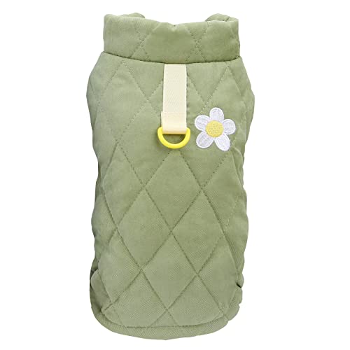 Izefia Hundemantel Kaltwettermantel Winddichte Jacke Fleece Warmer Hundepullover Winter Dicke Kleidung Dicke Weste Blumen-Tanktop Hundemantel für Kleine Hunde Mittlere Katzen von Izefia