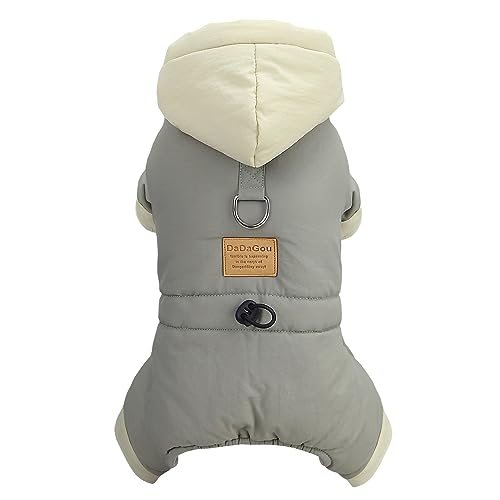 Izefia Hundemantel Winddichte Jacke Kalter Wettermantel 4-Beine Warmer Hund Jumpsuit Winter Dicker Mantel Schneefeste Kleidung Baumwolle Hundemantel für Kleine Hund Mittlere Hunde Katze von Izefia