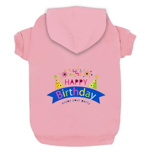 Izefia Kapuzenpullis für Hunde Kapuzenpullis für Kleine Hunde Kleidung Happy Birthday Geschenk Fleece Pullover Winter Sweatshirt Warme Baumwolle Hund Kapuzenpullis für Kleine Hund Mittlere Hund Katze von Izefia