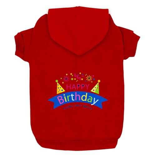 Izefia Kapuzenpullis für Hunde Kapuzenpullis für Kleine Hunde Kleidung Happy Birthday Geschenk Fleece Pullover Winter Sweatshirt Warme Baumwolle Hund Kapuzenpullis für Kleine Hund Mittlere Hund Katze von Izefia