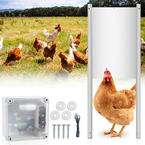 Izrielar Automatische Hühnertür, Hühnerklappe Türöffner mit Zeitschaltuhr & Lichtsensor Türöffner 22 x 32 cm für Sichere Hühnerhaltung Hühner, Kaninchen, Enten von Izrielar