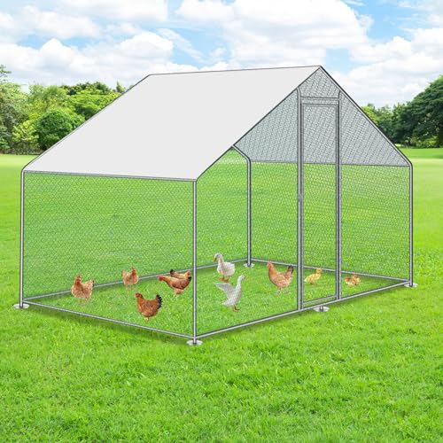 Izrielar XL Hühnerstall Freilaufgehege 3x2x2m mit Sicherheitsschloss und Wasserdichtes PE-Farbtuch, Outdoor Geflügelstall, Viel Platz für Hühner, Kaninchen und weitere Kleintiere, Schnell zu reinigen von Izrielar