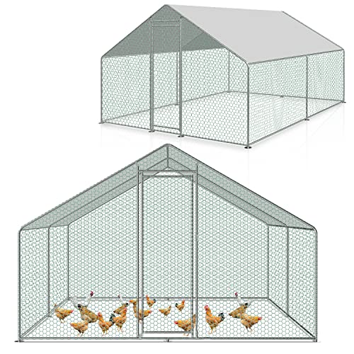 Izrielar XXL Hühnerstall Freilaufgehege mit Sicherheitsschloss und Wasserdichtes PE-Farbtuch, Outdoor Geflügelstall, Viel Platz für Hühner, Kaninchen und weitere Kleintiere, 3x3x2m von Izrielar