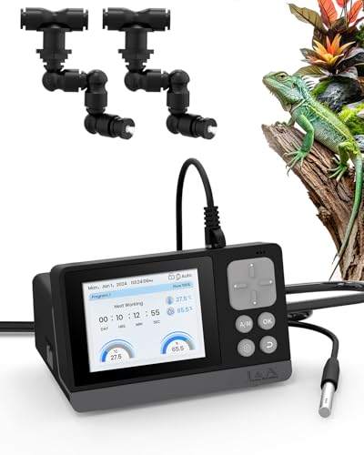 J&A Automatischer Zerstäuber für Terrarien Reptilien Nebelsystem mit programmierbarem Timer Chamäleon Fogger mit einstellbaren Sprühdüsen Schwarz von J&A Jason Aerobic