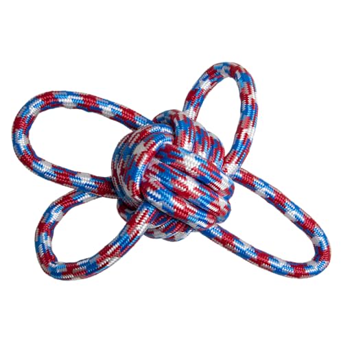 JACK AND VANILLA, Ball aus Seil mit 4 Schnallen für Hunde, langlebig und robust, ideal zum Werfen und Apportieren, 33 cm, 290-300 g, Mehrfarbig, Modell Borabora von JACK AND VANILLA