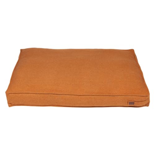 JACK AND VANILLA, Bequemes Hundebett, Orange, für mittelgroße Hunde, Schaumstoffpolsterung, Abnehmbarer und waschbarer Bezug, Elegantes Design, 80 x 60 x 10 cm, Modell Mumbai von JACK AND VANILLA