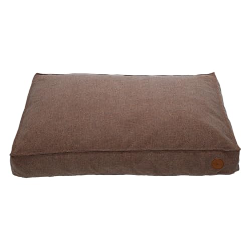 JACK AND VANILLA, Bequemes Hundebett aus Schaumstoff, Elegantes und langlebiges Design, waschbarer Bezug, ideal für große Hunde, Maße 100 x 70 x 15 cm, Farbe: Braun, Modell Timeless Hampton von JACK AND VANILLA