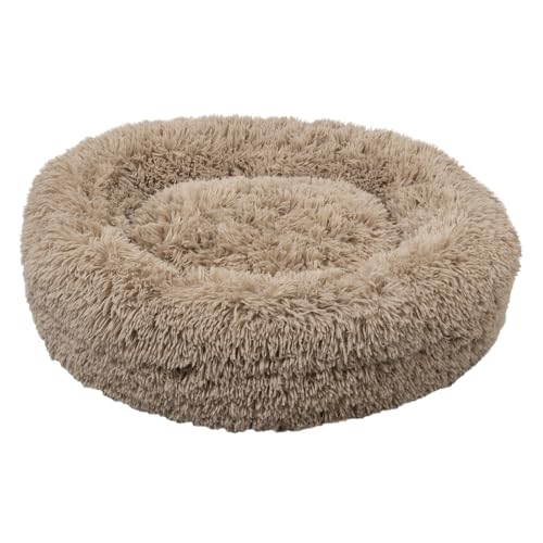 JACK AND VANILLA Beruhigendes Hundebett JV Bubble – rundes Anti-Stress-Kissen aus Plüsch für Hunde – Abnehmbarer Bezug, waschbar – Beige, M, 70 cm von JACK AND VANILLA