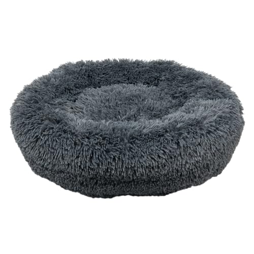 JACK AND VANILLA Beruhigendes Hundebett JV Bubble – rundes Anti-Stress-Kissen aus Plüsch für Hunde – Abnehmbarer Bezug, waschbar – Dunkelgrau, M, 70 cm von JACK AND VANILLA