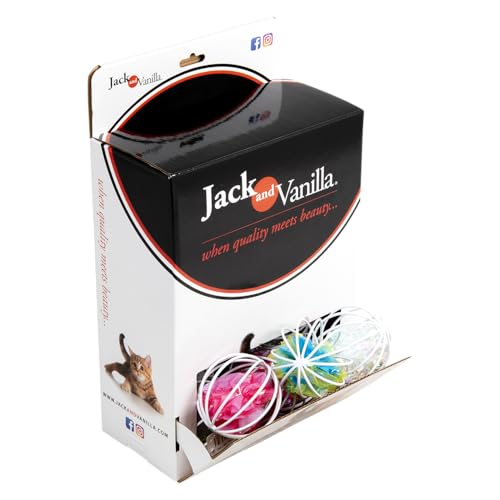 JACK AND VANILLA, Crunchy Interaktiver Ball für Katzen, stimuliert den Jagdinstinkt, langlebige und ungiftige Materialien, buntes Design, 5 cm, Verschiedene Modelle von JACK AND VANILLA