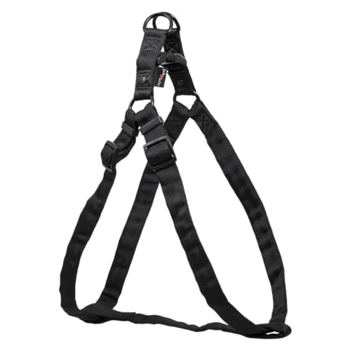 JACK AND VANILLA, Ergonomisches Geschirr aus Nylon für Hunde, verstellbar, leicht, mit reflektierendem Design für Sicherheit, ideal für Spaziergänge und Aktivitäten, Schwarz, L 25 mm x 53-82 cm, von JACK AND VANILLA