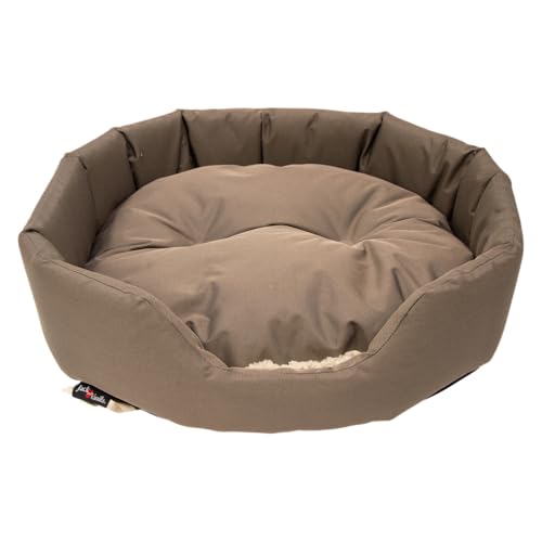 JACK AND VANILLA, Ergonomisches Hundebett für Hunde und Katzen, Bequeme Polsterung, modernes Design, leicht zu reinigen, Größe L, Farbe Braun Chic, für alle Rassen von JACK AND VANILLA