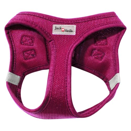 JACK AND VANILLA, Geschirr aus atmungsaktivem Mesh für Hunde, sichere Passform, Elegantes Rosa, ideal für Spaziergänge, Größe XS (33-38 cm), Komfort und Sicherheit garantiert, Modell Expedition von JACK AND VANILLA