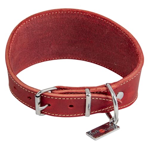 JACK AND VANILLA, Halsband für Windhunde für Hunde, Modell Fettleder, Farbe: Rot, Größe 37 cm von JACK AND VANILLA