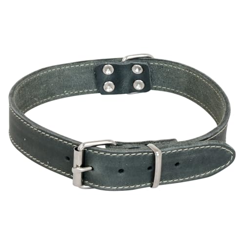 Jack and Vanilla - Hundehalsband aus Fettleder – Robustes Material, langlebig, pflegeleicht, weiche und angenehme Haptik – moderner Look – Farbe: Grau, Größe 16 mm x 40 cm von JACK AND VANILLA