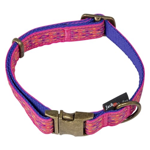 Jack and Vanilla - Hundehalsband Ibiza – für kleine, mittelgroße und große Hunde – verstellbar und robust – moderner und funktionaler Look – Farbe Fuchsia, Größe 15 mm x 24-35 cm von JACK AND VANILLA