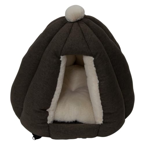 JACK AND VANILLA, Igloo Kuscheltier für Hunde oder Katzen, modernes und Elegantes Design, einfacher Zugang, langlebige Materialien, ideal für drinnen und draußen, 45 x 45 x 40 cm, Dunkelbraun von JACK AND VANILLA