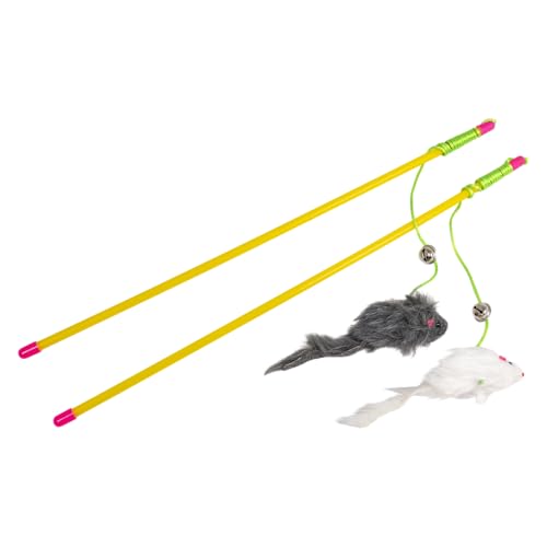 JACK AND VANILLA, Interaktives Katzenspielzeug mit bunten Federn und Glöckchen, stimuliert den Jagdinstinkt, Länge 46 cm, Mehrfarbig, Modell Fun Danglers von JACK AND VANILLA