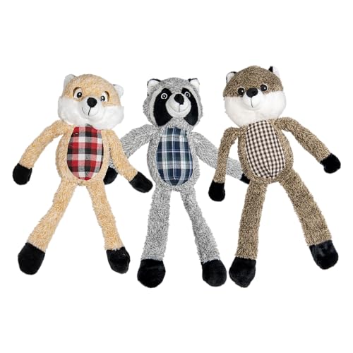 JACK AND VANILLA, Interaktives Spielzeug für Hunde und Katzen, buntes Waschbär-Design, Wolf und Fuchs, 44 cm, weich und langlebig, leicht zu waschen, ideal zum Spielen und Kuscheln, Mehrfarbig von JACK AND VANILLA