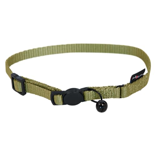 JACK AND VANILLA, Katzenhalsband, verstellbar, aus Nylon, Grün, Sicherheitssystem, leicht und bequem, Größe 10 mm, Länge 24 – 35 cm, ideal für aktive Katzen, Modell Comfort von JACK AND VANILLA