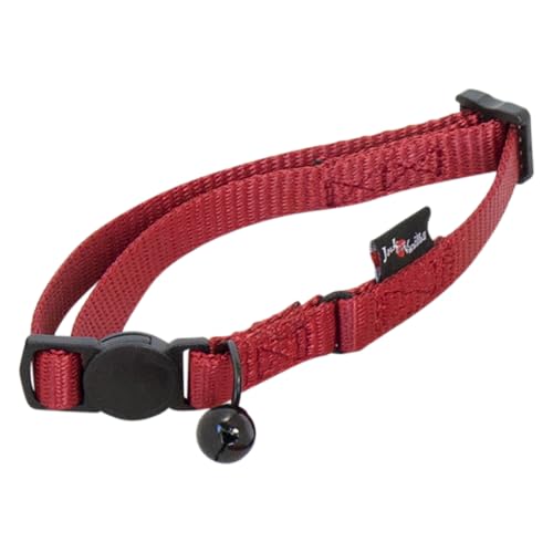 JACK AND VANILLA, Katzenhalsband aus strapazierfähigem Nylon, verstellbar von 17 bis 24 cm, Leuchtend rot, leicht und bequem, mit Sicherheitsschnalle, 10 mm, Rot, Modell Nylon von JACK AND VANILLA