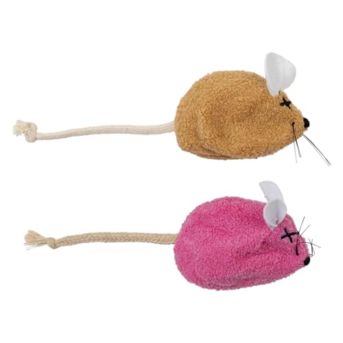 JACK AND VANILLA, Katzenspielzeug, 2 realistische Mäuse, 6 cm, aus langlebigen und ungiftigen Materialien, perfekt für interaktives Spiel, Mehrfarbig, Modell Cat Toys von JACK AND VANILLA