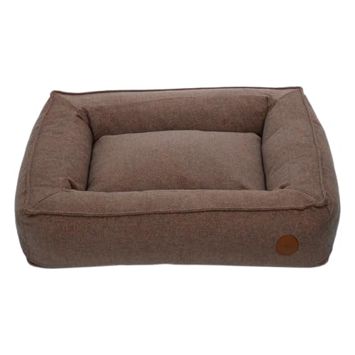 JACK AND VANILLA, Kuschelbett für Hunde und Katzen, Elegantes Design, leicht zu reinigen, Maße 100 x 70 x 19 cm, Farbe schickes Braun, für alle Rassen von JACK AND VANILLA