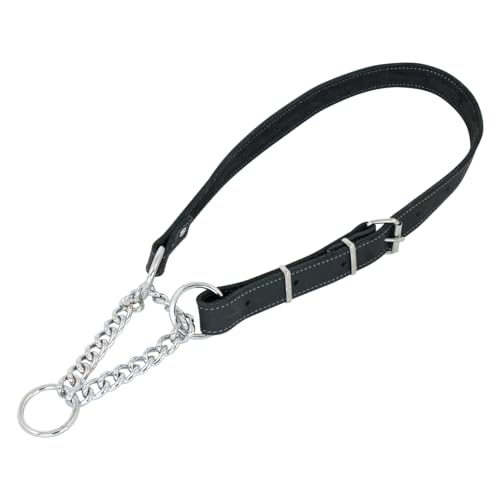 JACK AND VANILLA, Martingale Hundehalsband, Modell Fettleder, Farbe: Schwarz, Größe 25 mm x 50-80 cm von JACK AND VANILLA