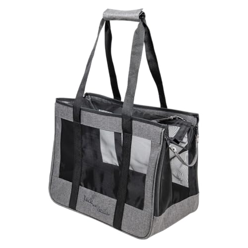 JACK AND VANILLA, Moderner und eleganter Transportwagen für Tiere, bequem und sicher, mit ergonomischen Griffen, optimale Belüftung, Maße 40 x 23 x 32 cm, Farbe Grau/Schwarz, Modell Travel von JACK AND VANILLA