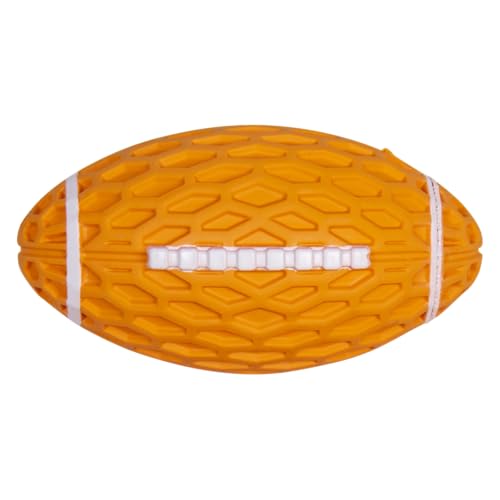 JACK AND VANILLA, Rugbyball aus Gummi, ungiftig, robust und langlebig, für Hunde, leuchtendes Orange, Durchmesser 10,3 cm, Modell Rubber Toys von JACK AND VANILLA