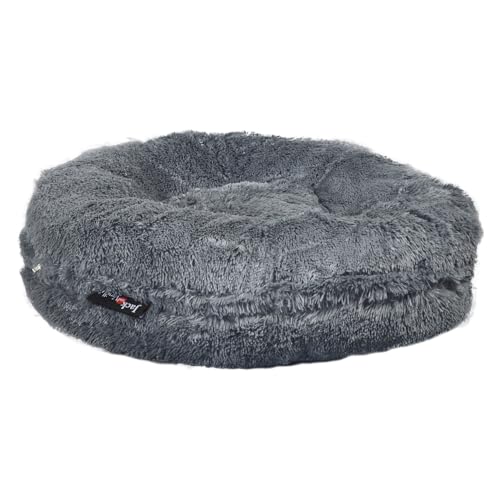 JACK AND VANILLA, Sitzsack, lang, Plüsch, für Hunde und Katzen, bequem und weich, ideal zum Ausruhen und Spielen, perfekt für Haustiere, Farbe: Grau, Größe Ø70 cm von JACK AND VANILLA