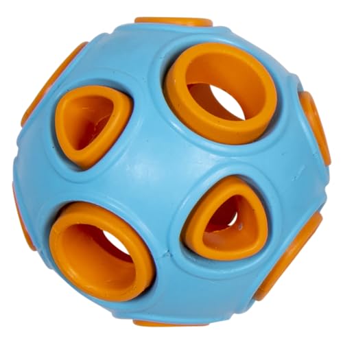 JACK AND VANILLA, Snackball aus langlebigem Gummi für Hunde, stimuliert das Spiel und die Aktivität, Ø 5 cm, Hellblau/Orange, für alle Rassen, Modell Rubber Toys von JACK AND VANILLA