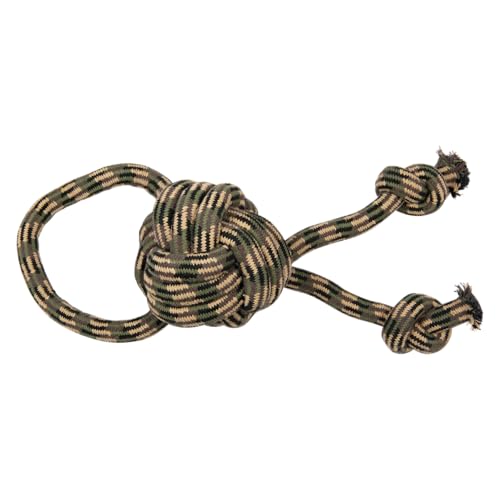 JACK AND VANILLA, Spielball aus robustem Seil mit Schnalle und 2 Knoten für Hunde, ideal für interaktives Spielen, 48 cm, Camouflage-Design, grün/braun, Modell Camouflage von JACK AND VANILLA