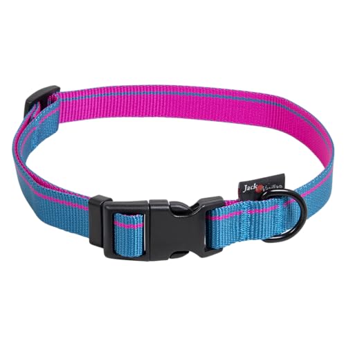 JACK AND VANILLA, Stilvolles Hundehalsband, verstellbar, robust und sicher, Farbe vibrierendes Blau, Größe XL 20 mm, Länge 39 – 65 cm, ideal für Komfort und Stil, Modell Stripe von JACK AND VANILLA