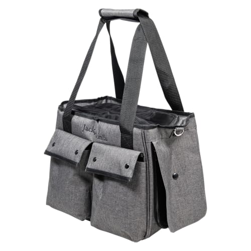 JACK AND VANILLA, Transporttasche für Haustiere, modern und elegant, bequem und sicher, ideal für Reisen, Maße 36 x 20 x 28 cm, Farbe Grau/Schwarz, Modell Travel von JACK AND VANILLA