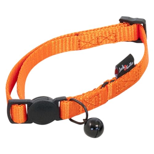 JACK AND VANILLA, Verstellbares Halsband für Kätzchen, aus Nylon, Orange, bequem und langlebig, mit Sicherheitsschnalle, Größe 10 mm, Länge 17-24 cm, Farbe: leuchtendes Orange, Modell Nylon von JACK AND VANILLA