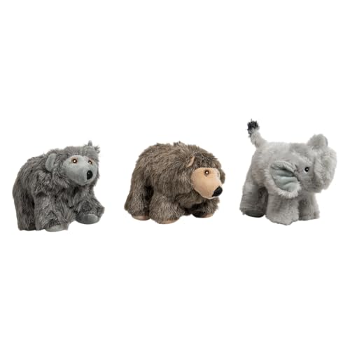 JACK AND VANILLA, Weiche Plüschtiere für Hunde und Katzen, Bärenform, Grizzly und Elefant, 18 cm, ungiftig, ideal zum Spielen und Kuscheln von JACK AND VANILLA