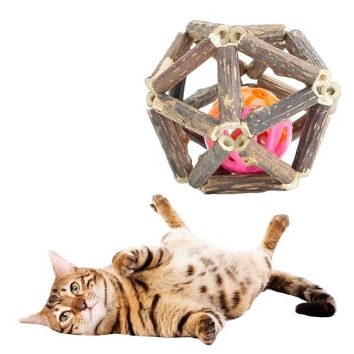 JACKANNA Cat Balls, Built-in Bell Sounding Ball Spielzeug, Catnip Balls, Natur Spielen Bälle kauen & Chase Katze Spielzeug, Bite Resistant Pet Toys (Glockenbälle Groß) von JACKANNA