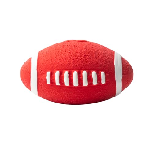 JACKANNA Hundespielzeug Bälle, Interaktive Latex Sound Bälle Haustier Spielzeug, Soft Play Interaktive Pick Up Spielzeug für kleine Hunde Welpen (Rotes Rugby) von JACKANNA