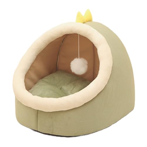 JACKANNA Indoor-Katzenbett, halb geschlossenes waschbares gepolstertes Katzenbett, weiches Plüsch Premium-Baumwolle Nicht abgenutzt Haustier Bett (Dinosaurier-Nest, L) von JACKANNA