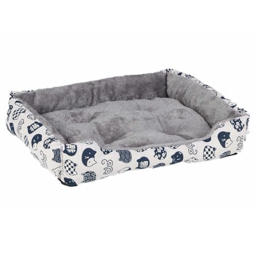 JACKANNA Kleiner Hund Katze Hundebett, waschbar Haustier Bett, bequem und warm Rechteck Haustier Sofa Bett, stilvoll und niedlich gedruckt Design, weich und beruhigend Hund Kennel (Weiß Grau) von JACKANNA