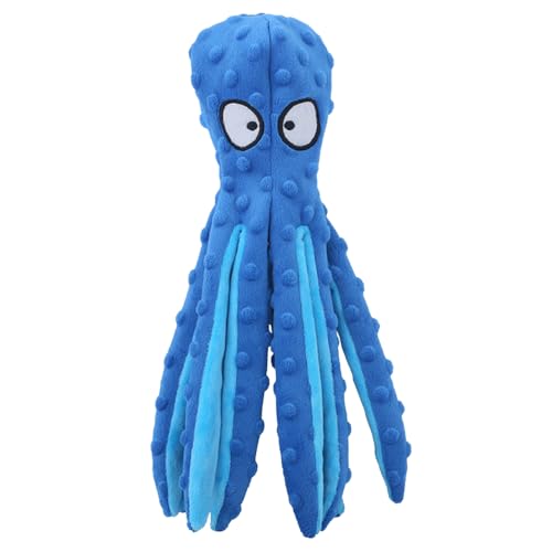 JACKANNA Octopus Hund und Katze Kauspielzeug, Plüsch Nicht-gefüllten Hund Vocal Toy, Octopus dauerhafte interaktive Haustier Spielzeug, geeignet für kleine und mittlere Hunde (Blau) von JACKANNA