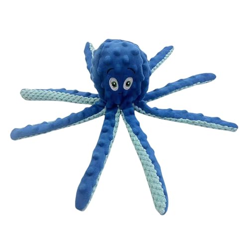 JACKANNA Octopus Hund und Katze Kauspielzeug, Plüsch Nicht-gefüllten Hund Vocal Toy, Octopus dauerhafte interaktive Haustier Spielzeug, geeignet für kleine und mittlere Hunde (Blau) von JACKANNA