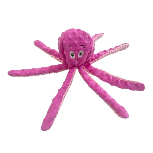 JACKANNA Octopus Hund und Katze Kauspielzeug, Plüsch Nicht-gefüllten Hund Vocal Toy, Octopus dauerhafte interaktive Haustier Spielzeug, geeignet für kleine und mittlere Hunde (Rosa) von JACKANNA